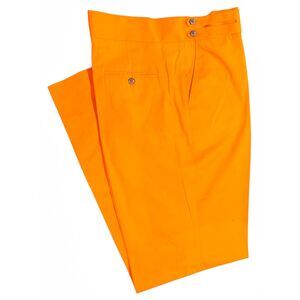 Mens Gurkha Pants 38 Orange Cotton Chino Trousers Straight Fit Flat Front Casual